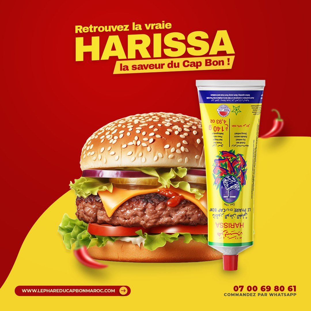 un tube harissa le phare du cap bon avec un burger